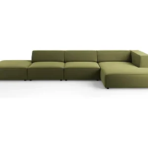 Top-Preis Cosmopolitan Design - 5-Sitzer Ecksofa rechts "Arendal" aus Samt hellgrün - 341x166x70cm