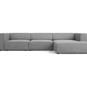 Cosmopolitan Design - 4-Sitzer Ecksofa rechts "Arendal" aus Chenille-Stoff mit Rippeneffekt dunkelgrau - 284x166x70cm Neu Im Sortiment