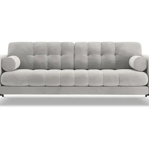 Cosmopolitan Design - 4-Sitzer Sofa "Bali" aus Samt silber - 217x92x75cm Sonderangebot