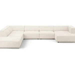 Heißes Angebot Cosmopolitan Design - 7-Sitzer Panoramasofa links "Arendal" aus Chenille-Stoff leichtes beige - 364x262x70cm
