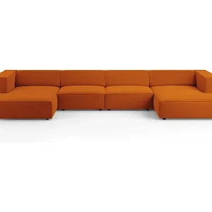 Cosmopolitan Design - 6-Sitzer Panoramasofa "Arendal" aus Samt terrakotta - 364x166x70cm Neu Im Sortiment