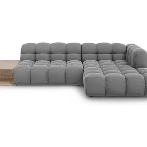 Kostenloser Rückversand Cosmopolitan Design - 4-Sitzer modulares Ecksofa rechts "Sky" aus Samt hellgrau - 297x162x75cm