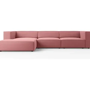 Cosmopolitan Design - 4-Sitzer Ecksofa links "Arendal" aus Samt lachs - 284x166x70cm Kostenloser Versand