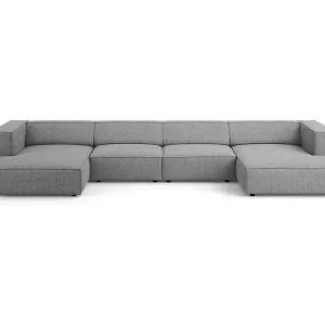 Cosmopolitan Design - 6-Sitzer Panoramasofa "Arendal" aus Chenille-Stoff mit Rippeneffekt dunkelgrau - 364x166x70cm Angebot
