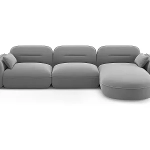 Cosmopolitan Design - 4-Sitzer modulares Ecksofa rechts "Sydney" aus Samt hellgrau - 320x165x70cm Sichere Zahlung