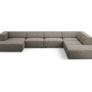 Preis Gesenkt Cosmopolitan Design - 7-Sitzer Panoramasofa rechts "Arendal" aus Chenille-Stoff grau - 364x262x70cm