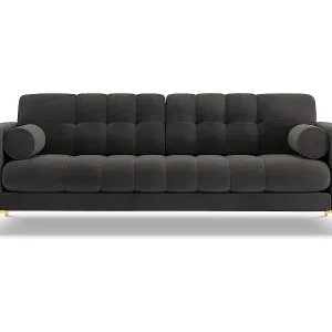 Cosmopolitan Design - 3-Sitzer Sofa "Bali" aus Samt dunkelgrau - 177x92x75cm Letzte Chance
