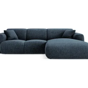 Cosmopolitan Design - 4-Sitzer Ecksofa rechts "Nolio" aus Chenille-Stoff königsblau - 260x170x72cm Preisreduziert
