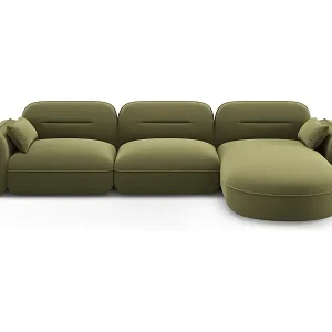 Bestpreis Cosmopolitan Design - 4-Sitzer modulares Ecksofa rechts "Sydney" aus Samt hellgrün - 320x165x70cm