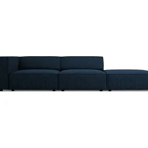 Cosmopolitan Design - 4-Sitzer rechtes Sofa "Arendal" aus Chenille-Stoff mit Rippeneffekt königsblau - 262x102x70cm Top-Seller