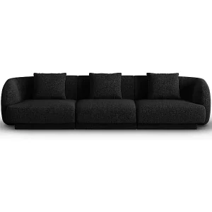 Cosmopolitan Design - 3-Sitzer Sofa "Tulum" aus Chenille-Stoff schwarz - 255x90x70cm Preisreduziert