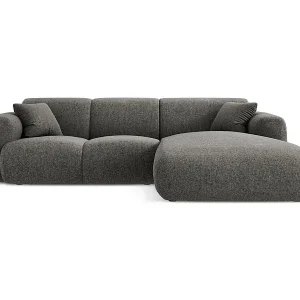 Cosmopolitan Design - 4-Sitzer Ecksofa rechts "Nolio" aus Chenille-Stoff grau - 260x170x72cm Nur Heute