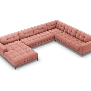 Sale Cosmopolitan Design - 7-Sitzer Panoramasofa rechts "Bali" aus Samt rosa - 327x256x75cm