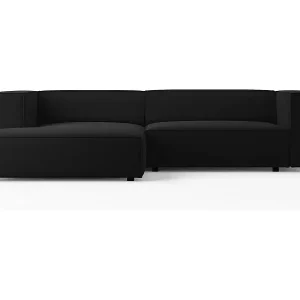 Cosmopolitan Design - 3-Sitzer Ecksofa links "Arendal" aus Samt schwarz - 224x166x70cm Sonderaktion