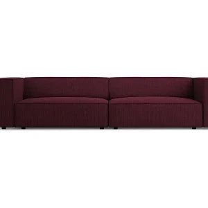 Cosmopolitan Design - 4-Sitzer Sofa "Arendal" aus Chenille-Stoff mit Rippeneffekt rubin - 244x102x70cm Mega-Angebot