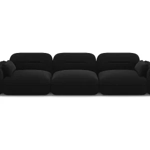 Neue Kollektion Cosmopolitan Design - 4-Sitzer modulares Sofa "Sydney" aus Samt schwarz - 320x90x70cm