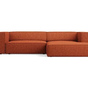 Expressversand Cosmopolitan Design - 3-Sitzer Ecksofa rechts "Arendal" aus Chenille-Stoff terrakotta - 224x166x70cm