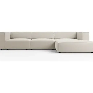 Solange Der Vorrat Reicht Cosmopolitan Design - 4-Sitzer Ecksofa rechts "Arendal" aus Samt Ecru - 284x166x70cm