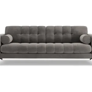 Cosmopolitan Design - 3-Sitzer Sofa "Bali" aus Samt hellgrau - 177x92x75cm Online Kaufen