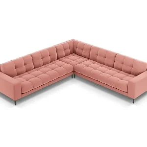 Cosmopolitan Design - 6-Sitzer wendbares Ecksofa "Bali" aus Samt rosa - 256x256x75cm Begrenztes Angebot