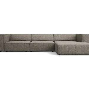 Cosmopolitan Design - 4-Sitzer Ecksofa rechts "Arendal" aus Chenille-Stoff grau - 284x166x70cm Rabatt