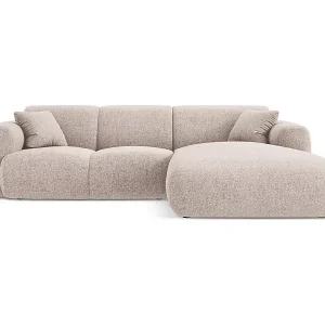 Cosmopolitan Design - 4-Sitzer Ecksofa rechts "Nolio" aus Chenille-Stoff beige - 260x170x72cm Preiswert