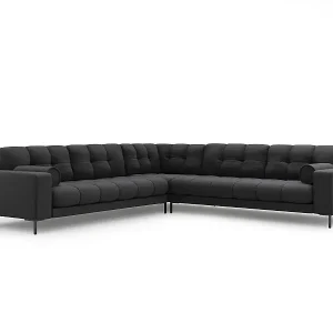Top-Seller Cosmopolitan Design - 6-Sitzer wendbares Ecksofa "Bali" aus strukturiertem Stoff dunkelgrau - 256x256x75cm