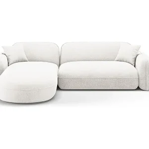 Highlight CXL by Christian Lacroix - 4-Sitzer modulares Ecksofa links "Lucien" Sitzer aus Samt elfenbein - 275x165x70cm