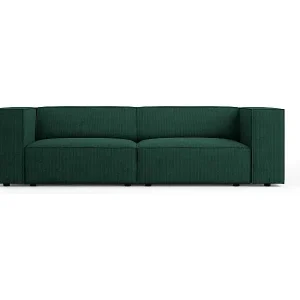 Cosmopolitan Design - 3-Sitzer Sofa "Arendal" aus Chenille-Stoff mit Rippeneffekt flaschengrün - 204x102x70cm Top-Seller