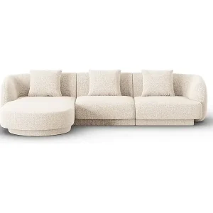 Expressversand Cosmopolitan Design - 4-Sitzer Ecksofa links "Tulum" aus Chenille-Stoff leichtes beige - 255x156x70cm