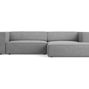 Cosmopolitan Design - 3-Sitzer Ecksofa rechts "Arendal" aus Chenille-Stoff mit Rippeneffekt dunkelgrau - 224x166x70cm Neu Im Sortiment