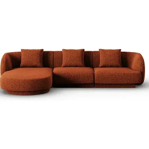 Cosmopolitan Design - 4-Sitzer Ecksofa links "Tulum" aus Chenille-Stoff terrakotta - 255x156x70cm Schnäppchen