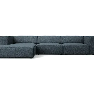 Cosmopolitan Design - 4-Sitzer Ecksofa links "Arendal" aus Chenille-Stoff königsblau - 284x166x70cm Neu Im Sortiment