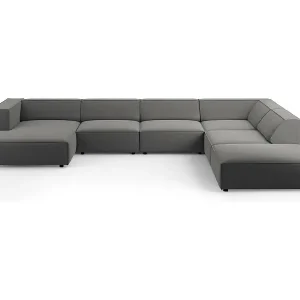 Cosmopolitan Design - 7-Sitzer Panoramasofa rechts "Arendal" aus Samt betonfarben - 364x262x70cm Gratis Versand