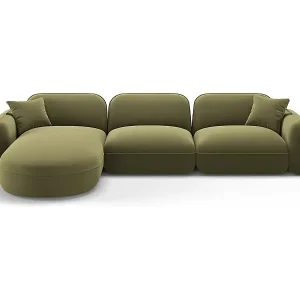 Neu CXL by Christian Lacroix - 4-Sitzer modulares Ecksofa links "Lucien" Sitzer aus Samt hellgrün - 320x165x70cm