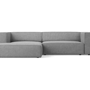 Preis Gesenkt Cosmopolitan Design - 3-Sitzer Ecksofa links "Arendal" aus Chenille-Stoff mit Rippeneffekt dunkelgrau - 224x166x70cm