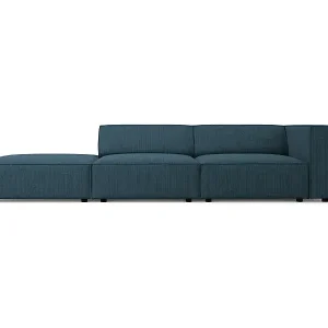 Cosmopolitan Design - 4-Sitzer linkes Sofa "Arendal" aus Chenille-Stoff mit Rippeneffekt marineblau - 262x102x70cm Ausverkauf