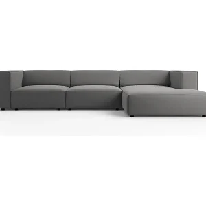 Preisknaller Cosmopolitan Design - 4-Sitzer Ecksofa rechts "Arendal" aus Samt betonfarben - 284x166x70cm