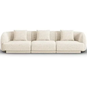 Cosmopolitan Design - 3-Sitzer Sofa "Tulum" aus Chenille-Stoff leichtes beige - 255x90x70cm Preisknaller