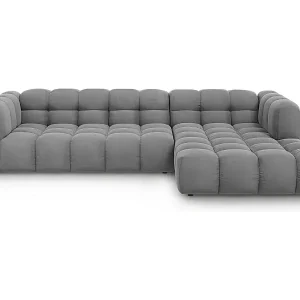 Neue Kollektion Cosmopolitan Design - 4-Sitzer modulares Ecksofa rechts "Sky" aus Samt hellgrau - 300x162x75cm