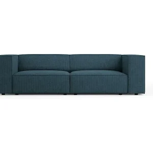 Angebot Cosmopolitan Design - 3-Sitzer Sofa "Arendal" aus Chenille-Stoff mit Rippeneffekt marineblau - 204x102x70cm