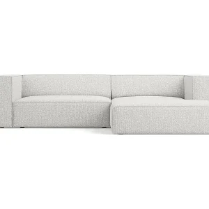 Nur Für Kurze Zeit Cosmopolitan Design - 3-Sitzer Ecksofa rechts "Arendal" aus Chenille-Stoff hellgrau - 224x166x70cm