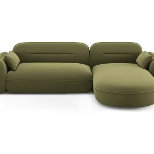Cosmopolitan Design - 4-Sitzer modulares Ecksofa rechts "Sydney" aus Samt hellgrün - 275x165x70cm Garantierte Lieferung