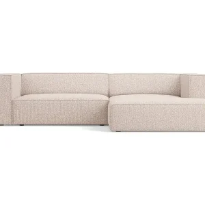 Cosmopolitan Design - 3-Sitzer Ecksofa rechts "Arendal" aus Chenille-Stoff beige - 224x166x70cm Billig