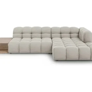 Cosmopolitan Design - 4-Sitzer modulares Ecksofa rechts "Sky" aus Samt leichtes beige - 297x162x75cm Sale