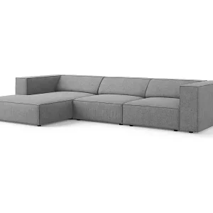 Cosmopolitan Design - 4-Sitzer Ecksofa links "Arendal" aus Chenille-Stoff mit Rippeneffekt dunkelgrau - 284x166x70cm Kostenloser Versand