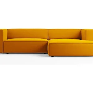 Cosmopolitan Design - 3-Sitzer Ecksofa rechts "Arendal" aus Samt gelb - 224x166x70cm Bestseller
