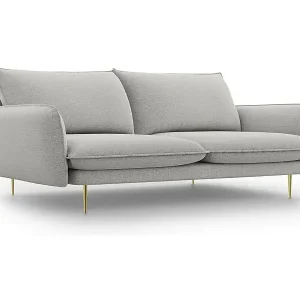 Sofort Bestellen Cosmopolitan Design - 4-Sitzer Sofa "Vienna" aus strukturiertem Stoff hellgrau - 230x92x95cm