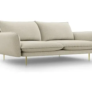 Cosmopolitan Design - 4-Sitzer Sofa "Vienna" aus strukturiertem Stoff beige - 230x92x95cm Garantierte Lieferung
