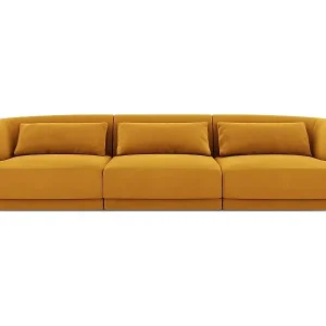 Cosmopolitan Design - 3-Sitzer Sofa "Tulum" aus Samt gelb - 255x90x70cm Ausverkauf
